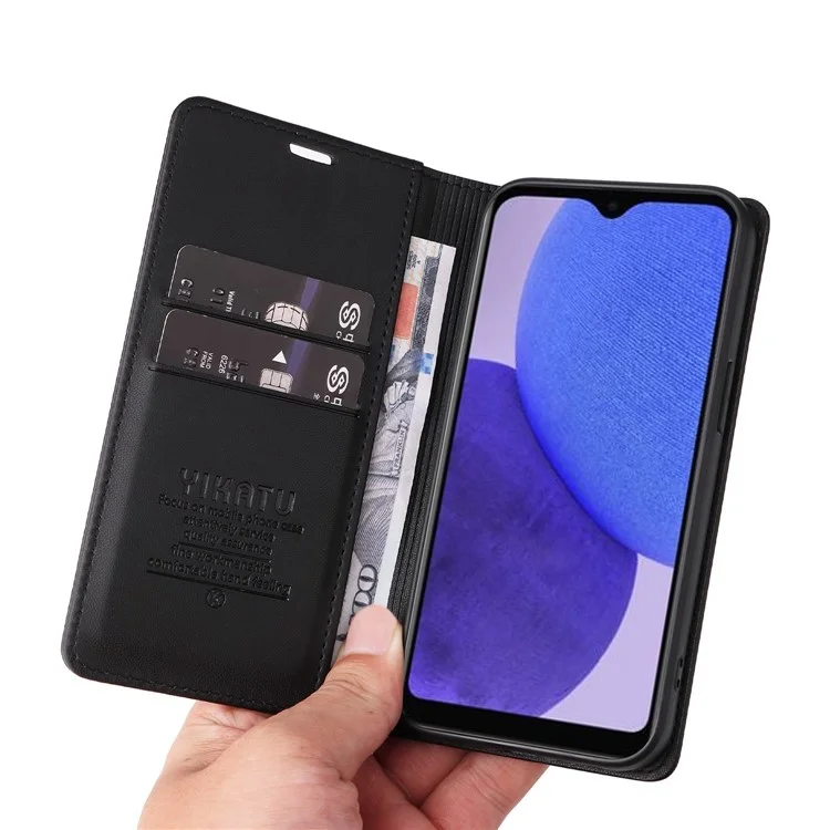 Yikatu YK-001 Для Samsung Galaxy A23e / Galaxy A23s Магнитная Автоматическая Поглощенная Кожаная Кожаная Крышка Для Кожи по Телефону с Подставкой с Подставкой - Черный