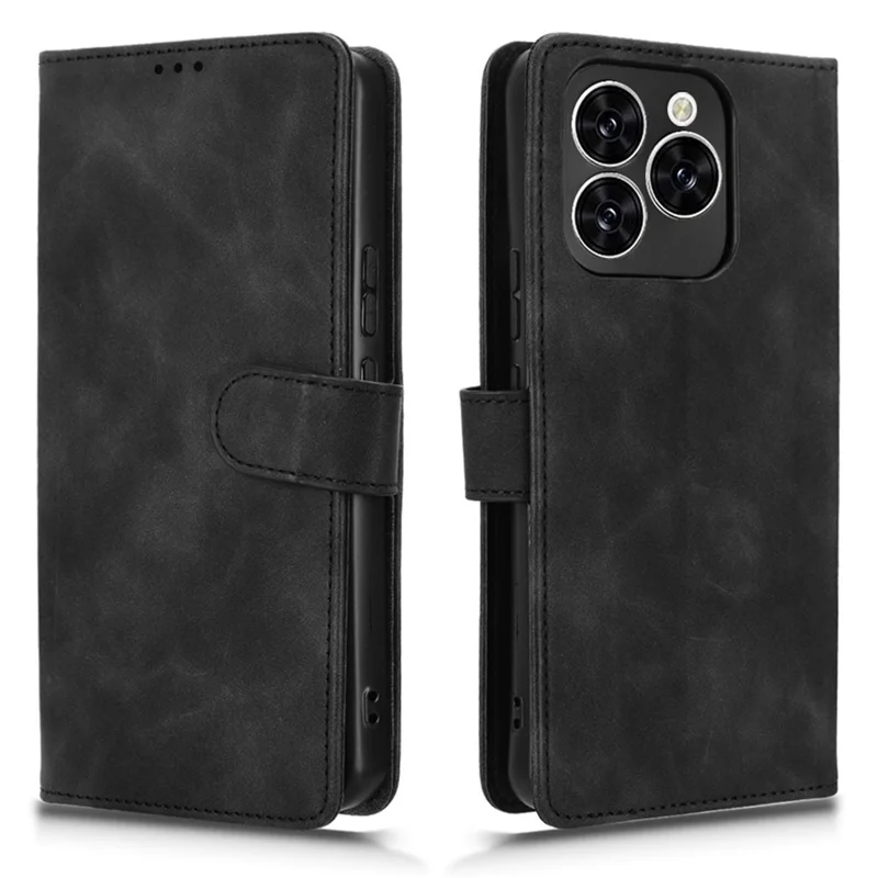 For Cubot Note 60 Leather Case Skin Feel Anti Drop Wallet Stand Flip Phone Cover - Black