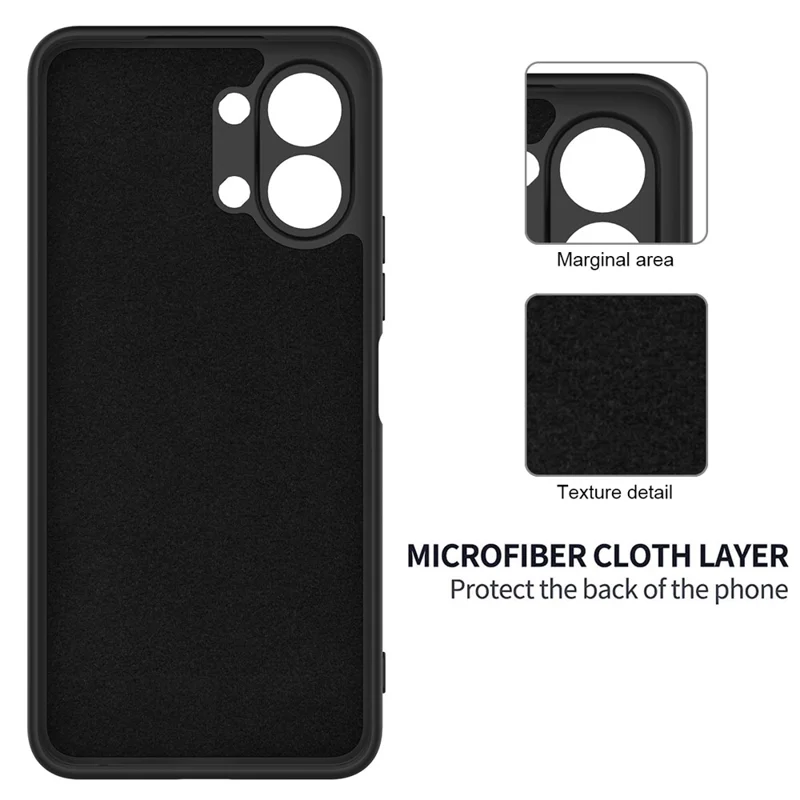 For TECNO Pop 20 4G Liquid Silicone Case Phone Back Cover with Hand Strap - Black