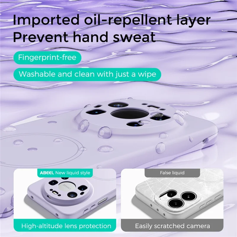 ABEEL For Huawei Mate 80 Pro Max Magnetic Case Skin Touch Liquid Silicone Phone Back Cover - Purple