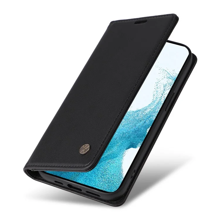 YIKATU YK-001 Чехол-книжка из искусственной кожи для Samsung Galaxy S23, ударопрочный, с магнитным автоматическим закрытием, функцией подставки и отделением для карт - черный