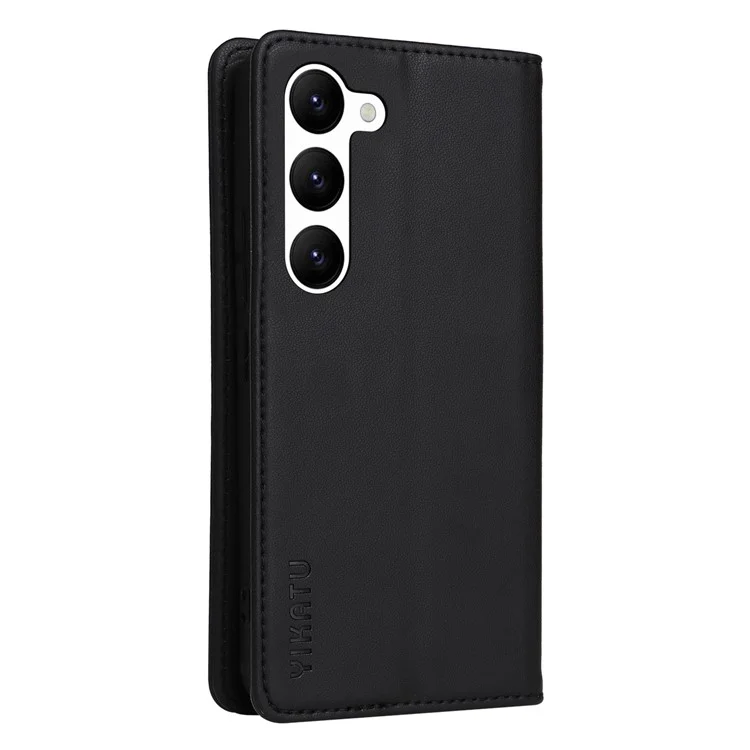 YIKATU YK-001 Чехол-книжка из искусственной кожи для Samsung Galaxy S23, ударопрочный, с магнитным автоматическим закрытием, функцией подставки и отделением для карт - черный