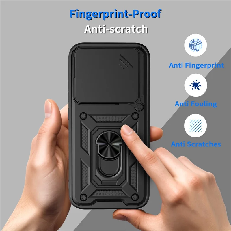 For Xiaomi Poco X8 Pro 5G Case with Slide Camera Lid PC + TPU Kickstand Phone Cover - Rose Gold