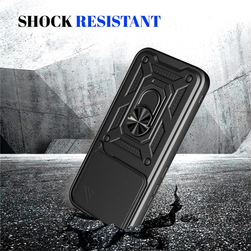 For Xiaomi Poco X8 Pro 5G Case with Slide Camera Lid PC + TPU Kickstand Phone Cover - Rose Gold