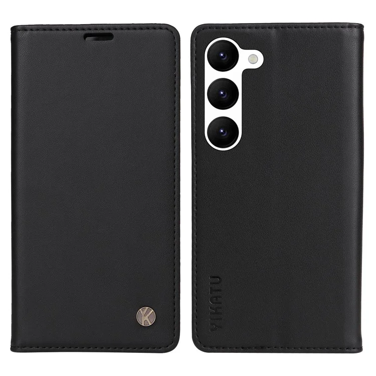 YIKATU YK-001 Para Samsung Galaxy S23+ Capa de Carteira de Couro PU com Fechamento Magnético Automático, Resistente a Choques, Dobrável, Suporte Protetora - Preta