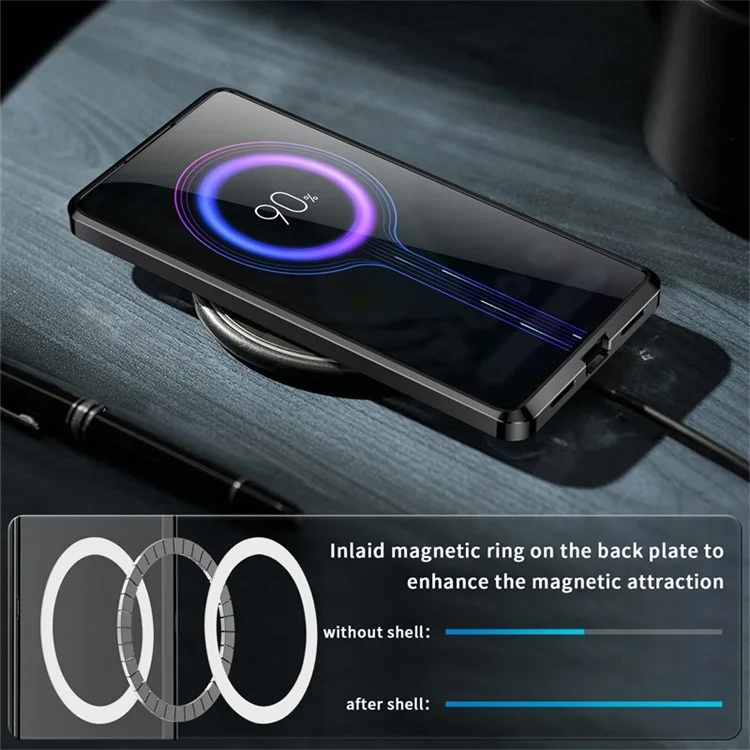 For Google Pixel 7 Pro 5G Anti-scratch Magnetic Adsorption Matte Phone Cover TPU Back + Metal Edge Integrated Lens Protection Case - Black