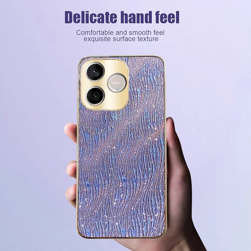 Obudowa do Honor 600 Lite 5G z elektrolitycznym pokryciem, struktura falista, tylna pokrywa z PU + TPU + PC - fioletowa