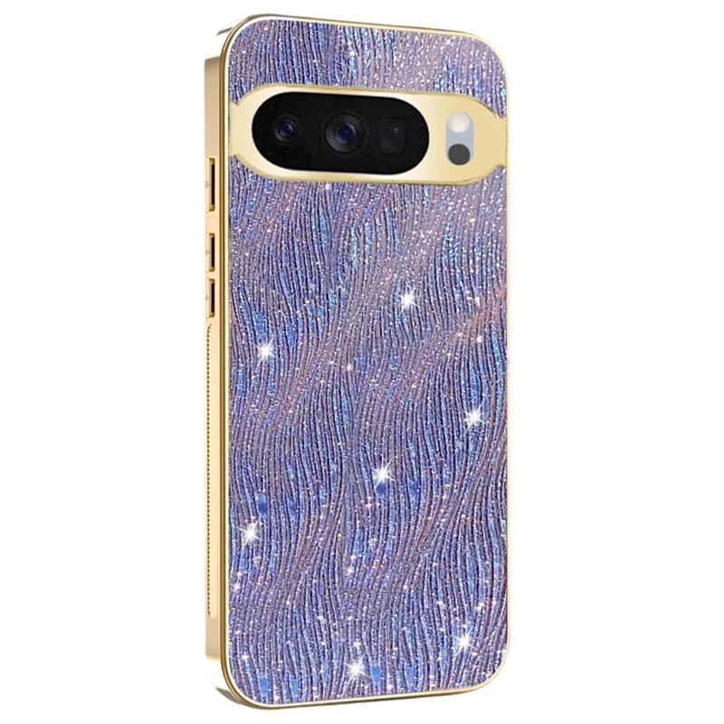 Case For Google Pixel 10  /  10 Pro Electroplating Ripple Texture PU + TPU + PC Phone Back Cover - Purple