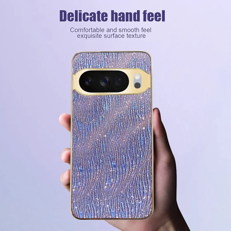 Case For Google Pixel 10  /  10 Pro Electroplating Ripple Texture PU + TPU + PC Phone Back Cover - Purple