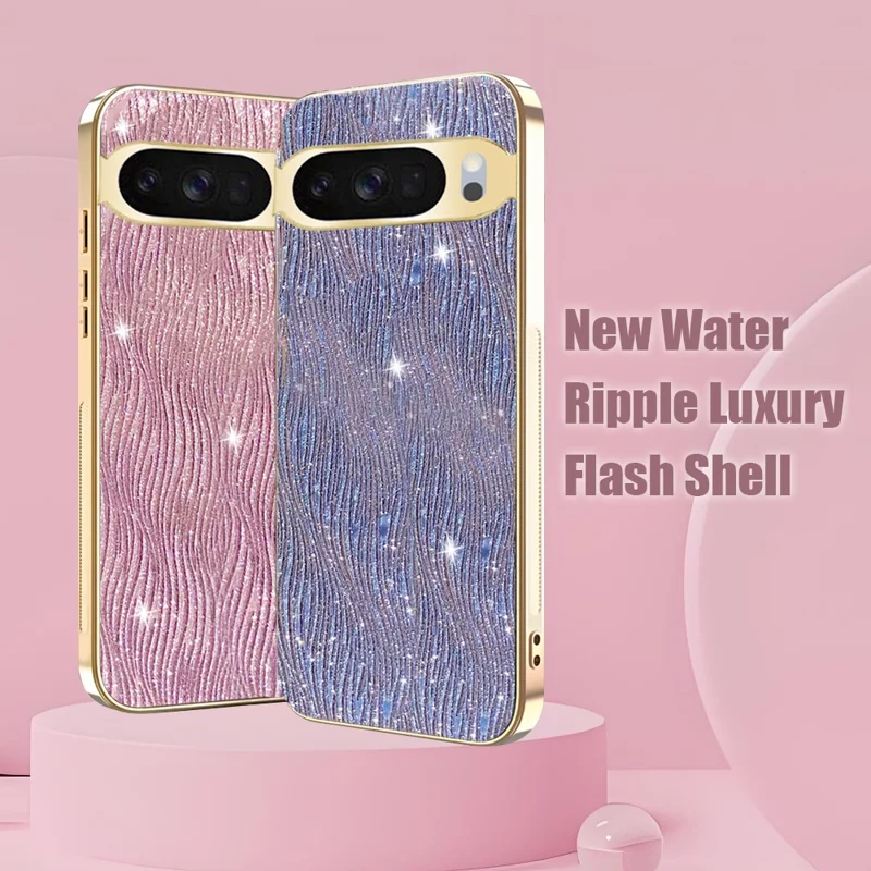Case For Google Pixel 10  /  10 Pro Electroplating Ripple Texture PU + TPU + PC Phone Back Cover - Purple