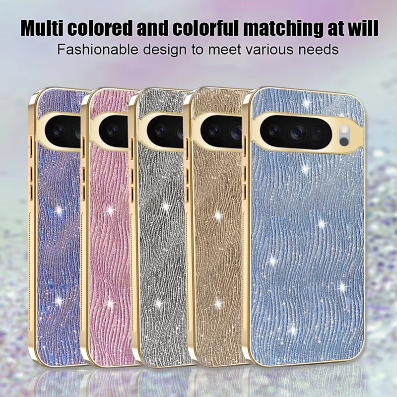 Case For Google Pixel 10  /  10 Pro Electroplating Ripple Texture PU + TPU + PC Phone Back Cover - Purple