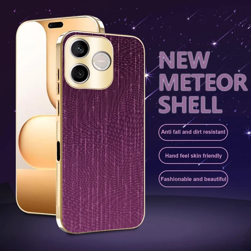 For Honor 600 Lite 5G Case Electroplating Shooting Star Pattern PU + TPU + PC Phone Back Cover - Purple