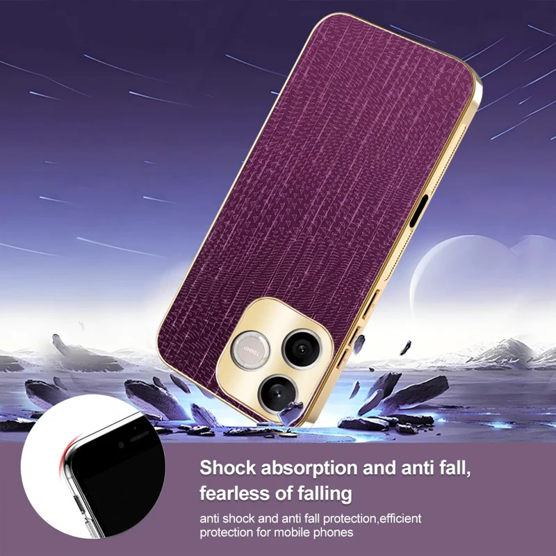 For Honor 600 Lite 5G Case Electroplating Shooting Star Pattern PU + TPU + PC Phone Back Cover - Purple