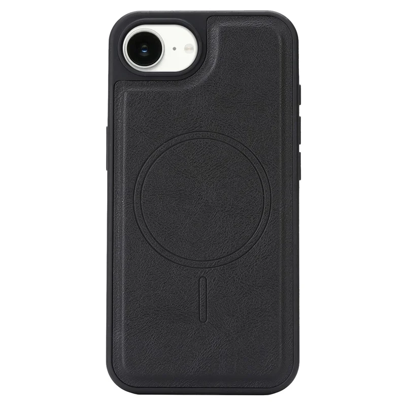 For iPhone 16e  /  17e Magnetic Case with Detachable Card Holder Kickstand TPU + PU Back Cover Compatible with MagSafe - Black