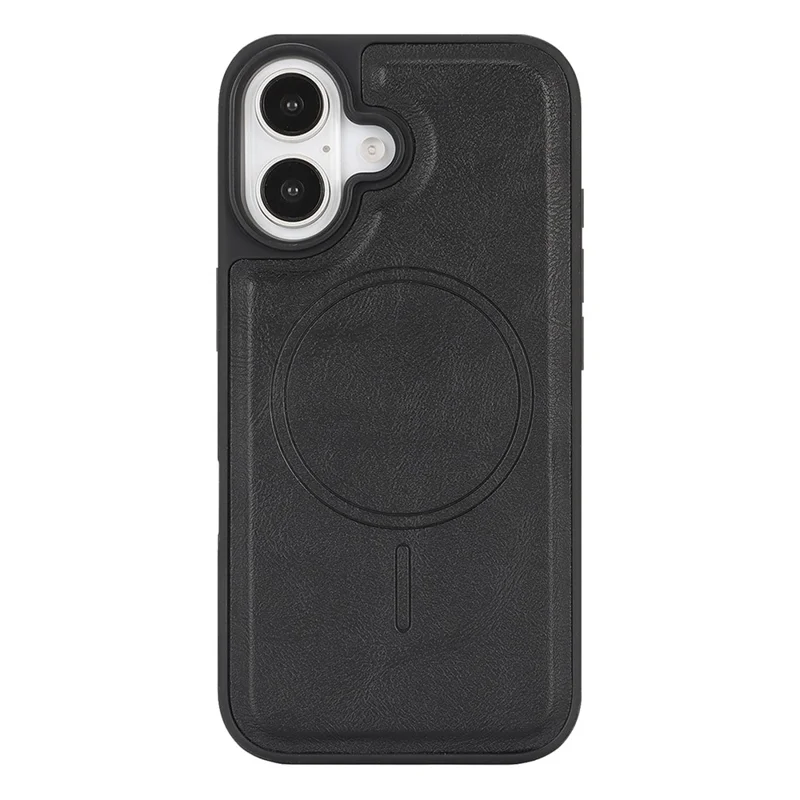 For iPhone 16 Magnetic Case with Detachable Card Holder Kickstand TPU + PU Back Cover Compatible with MagSafe - Black