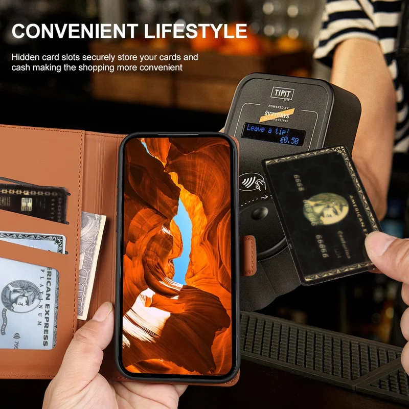 Leather Case For Google Pixel 10  /  10 Pro  /  9 Pro  /  9 Wallet Stand TPU + PU Skin-touch Cover - Black