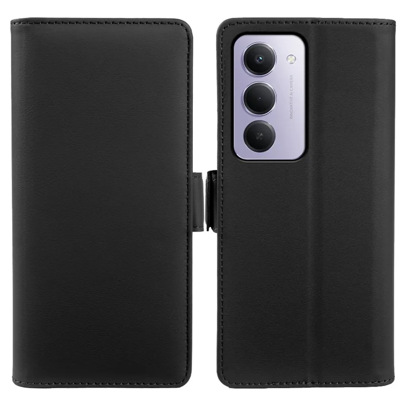 For Xiaomi Redmi 15 4G (169mm) Leather Case Wallet Stand TPU + PU Skin-touch Cover - Black