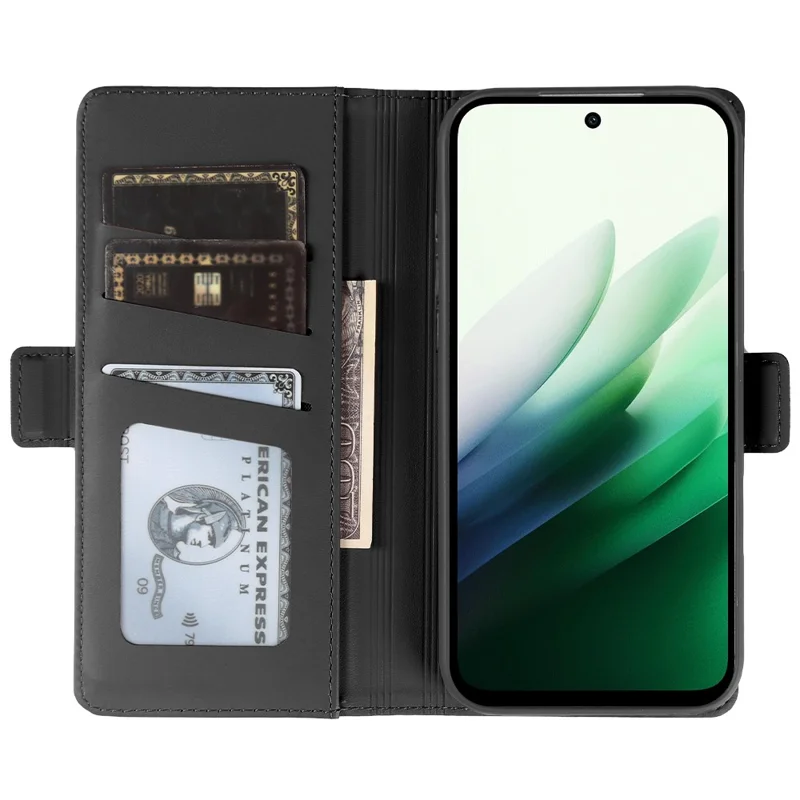 For Xiaomi Redmi 15 4G (169mm) Leather Case Wallet Stand TPU + PU Skin-touch Cover - Black
