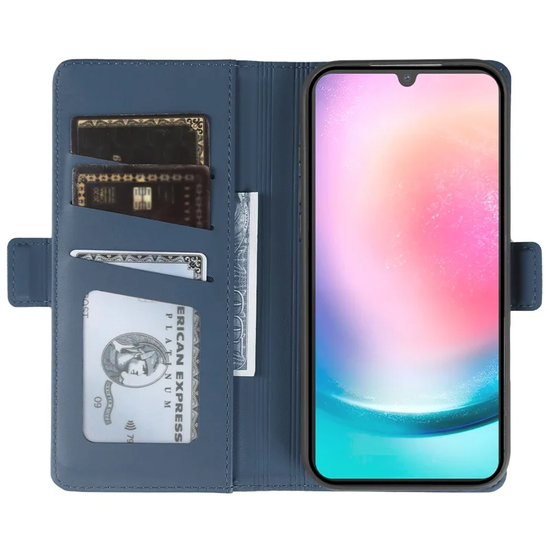 For Samsung Galaxy A24 5G Leather Case Wallet Stand TPU + PU Skin-touch Cover - Blue
