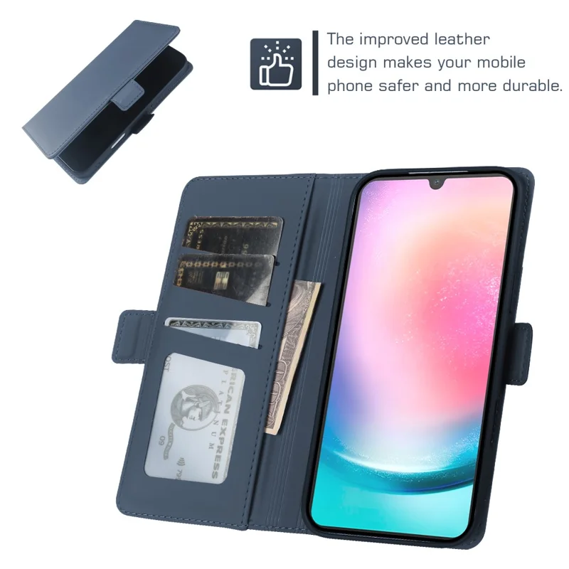 For Samsung Galaxy A24 5G Leather Case Wallet Stand TPU + PU Skin-touch Cover - Blue