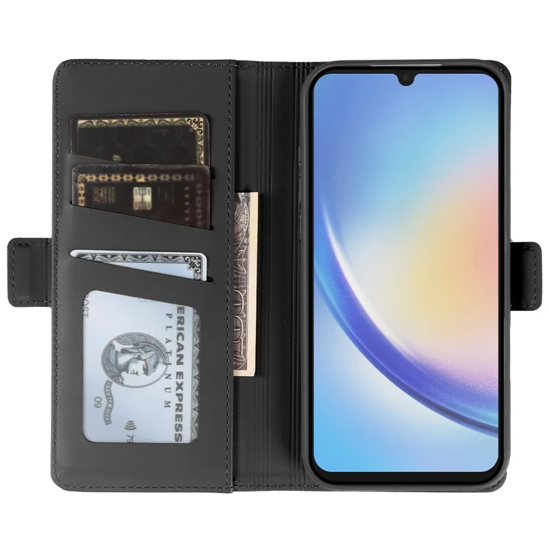 For Samsung Galaxy A34 5G Leather Case Wallet Stand TPU + PU Skin-touch Cover - Black