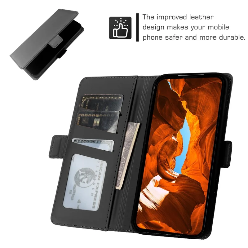 For Samsung Galaxy A34 5G Leather Case Wallet Stand TPU + PU Skin-touch Cover - Black
