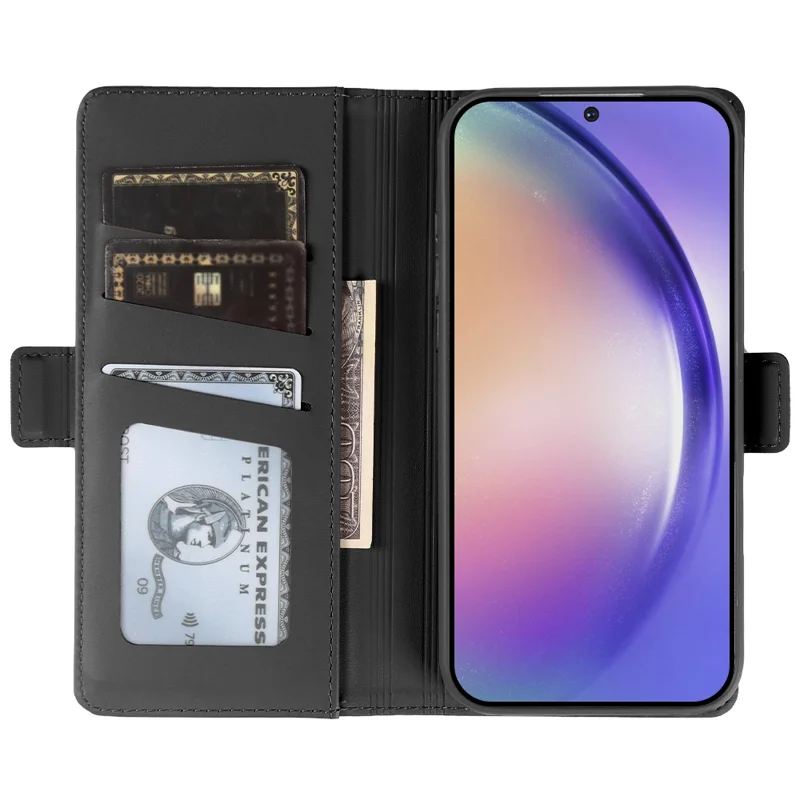 For Samsung Galaxy A54 5G Leather Case Wallet Stand TPU + PU Skin-touch Cover - Black