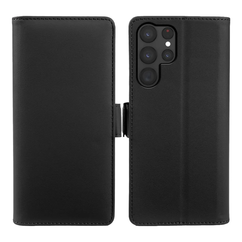 For Samsung Galaxy S22 Ultra 5G Leather Case Wallet Stand TPU + PU Skin-touch Cover - Black
