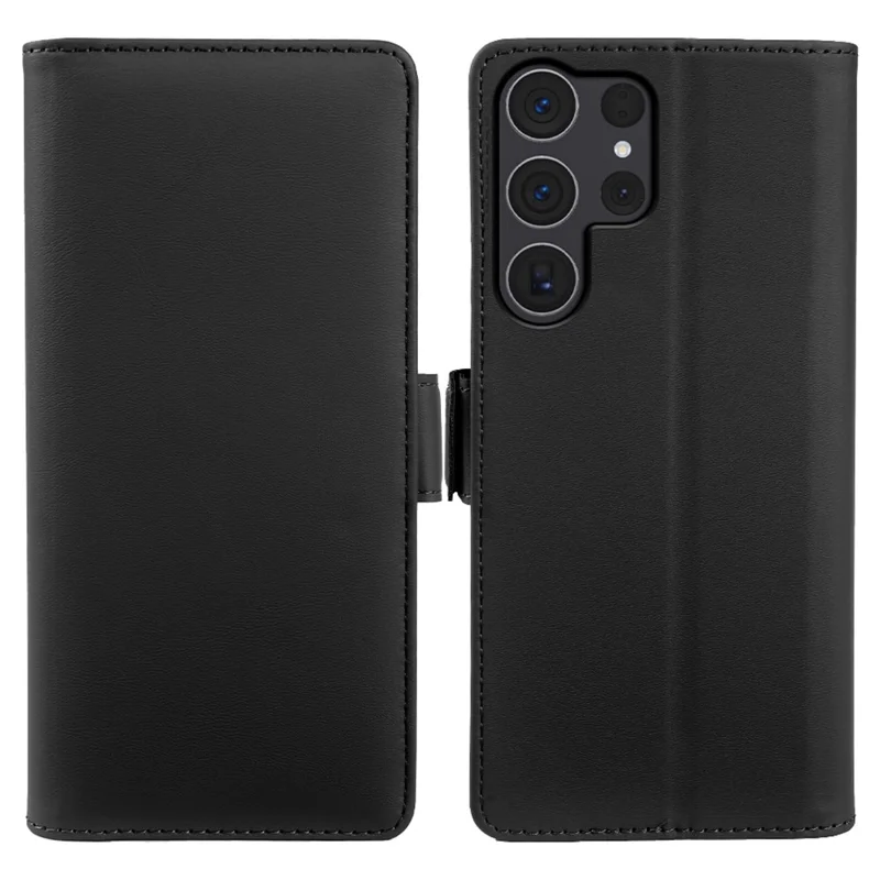For Samsung Galaxy S23 Ultra Leather Case Wallet Stand TPU + PU Skin-touch Cover - Black