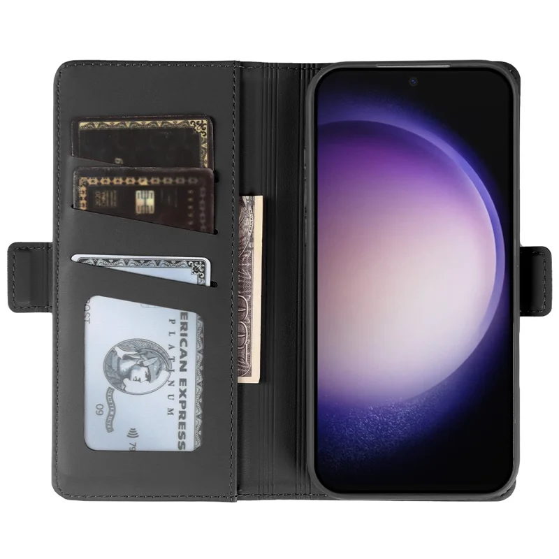 For Samsung Galaxy S23 Ultra Leather Case Wallet Stand TPU + PU Skin-touch Cover - Black