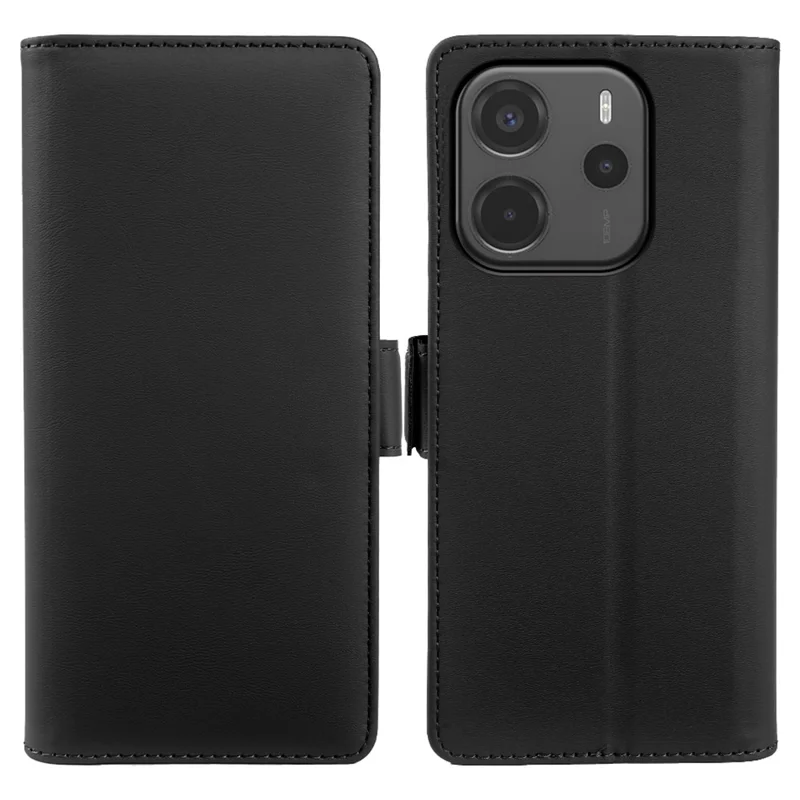 For Xiaomi Redmi Note 14 4G (164.84mm) Leather Case Wallet Stand TPU + PU Skin-touch Cover - Black