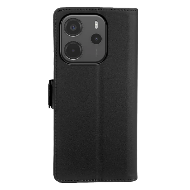 For Xiaomi Redmi Note 14 4G (164.84mm) Leather Case Wallet Stand TPU + PU Skin-touch Cover - Black