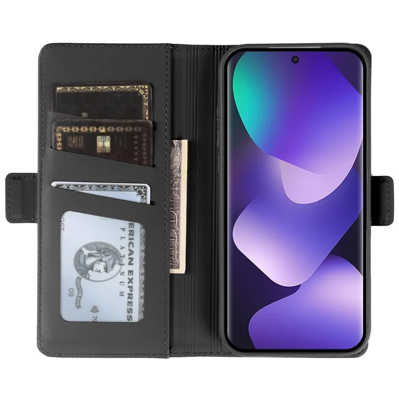 For Xiaomi Redmi Note 15 5G (Global) Leather Case Wallet Stand TPU + PU Skin-touch Cover - Black