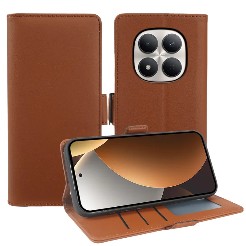 For Xiaomi Redmi Note 15 Pro 5G (Global) Leather Case Wallet Stand TPU + PU Skin-touch Cover - Brown