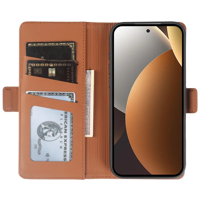 For Xiaomi Redmi Note 15 Pro+ 5G (Global) Leather Case Wallet Stand TPU + PU Skin-touch Cover - Brown