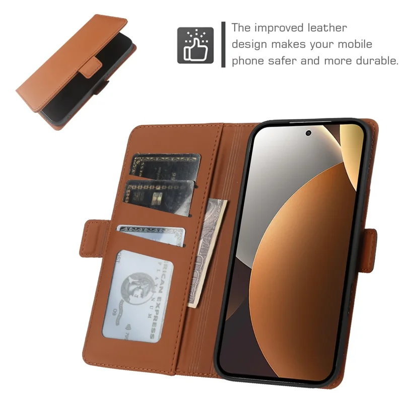 For Xiaomi Redmi Note 15 Pro+ 5G (Global) Leather Case Wallet Stand TPU + PU Skin-touch Cover - Brown