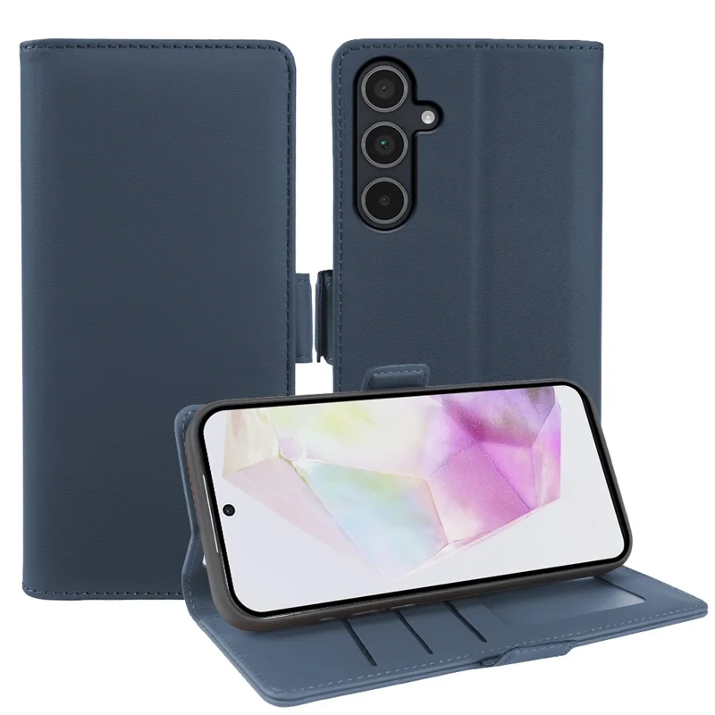 For Samsung Galaxy A35 5G Leather Case Wallet Stand TPU + PU Skin-touch Cover - Blue