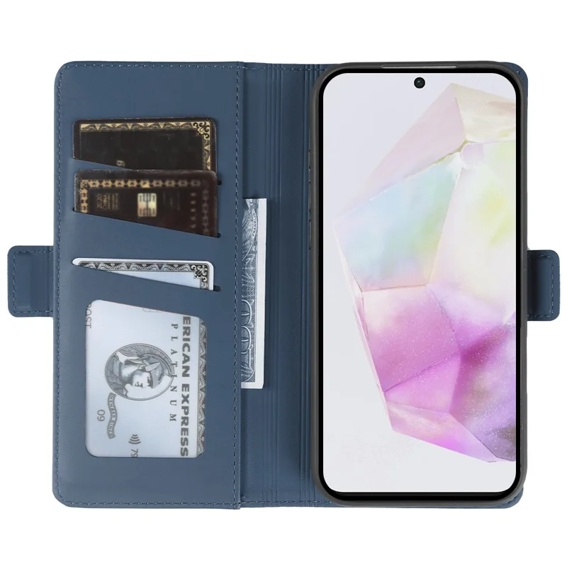 For Samsung Galaxy A35 5G Leather Case Wallet Stand TPU + PU Skin-touch Cover - Blue