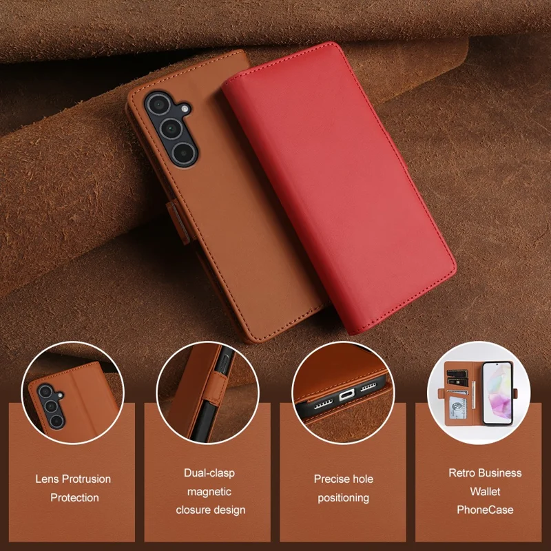 For Samsung Galaxy A35 5G Leather Case Wallet Stand TPU + PU Skin-touch Cover - Blue