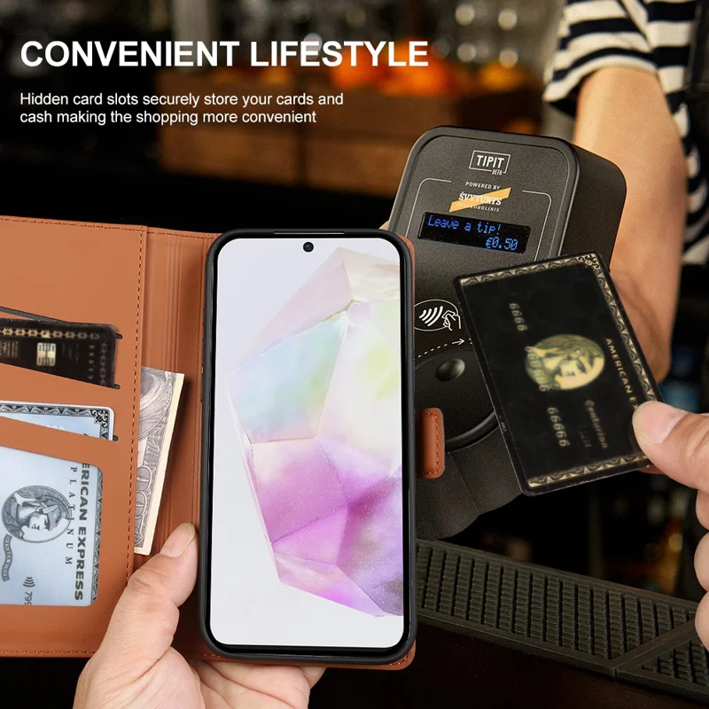 For Samsung Galaxy A35 5G Leather Case Wallet Stand TPU + PU Skin-touch Cover - Blue