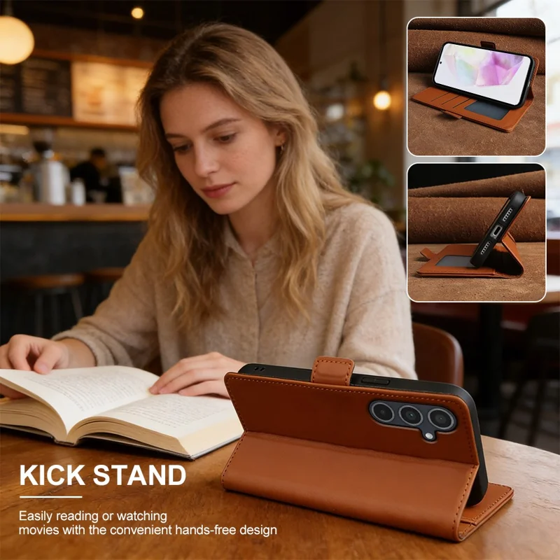 For Samsung Galaxy A35 5G Leather Case Wallet Stand TPU + PU Skin-touch Cover - Blue