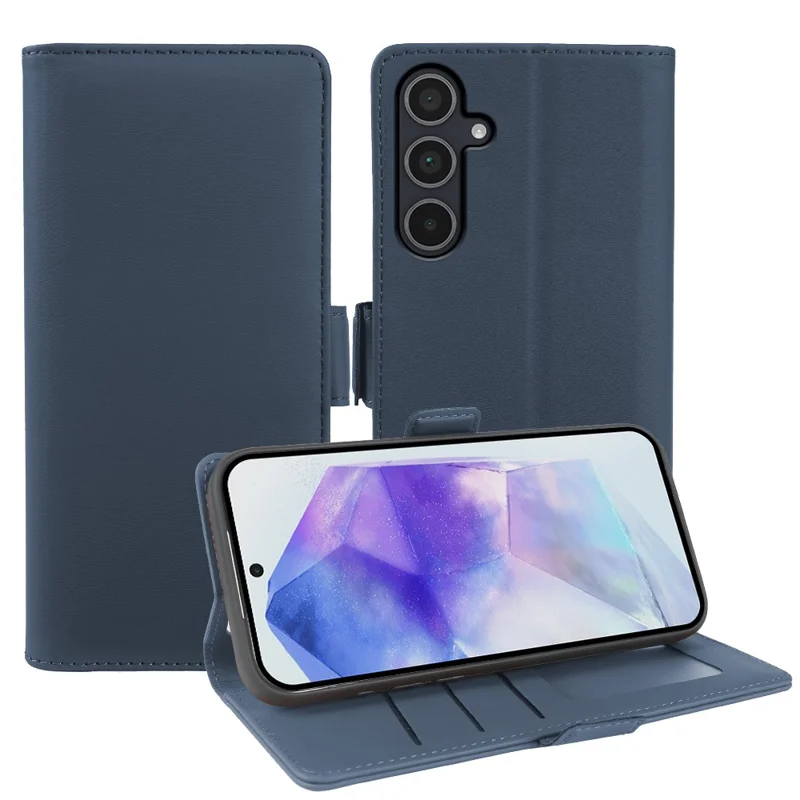 For Samsung Galaxy A55 5G Leather Case Wallet Stand TPU + PU Skin-touch Cover - Blue