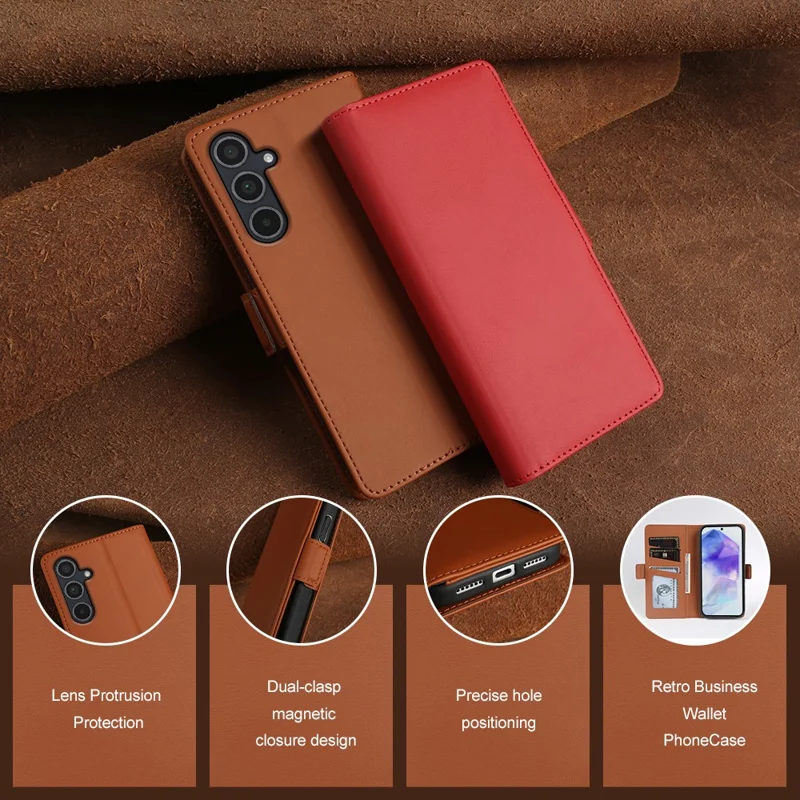 For Samsung Galaxy A55 5G Leather Case Wallet Stand TPU + PU Skin-touch Cover - Blue