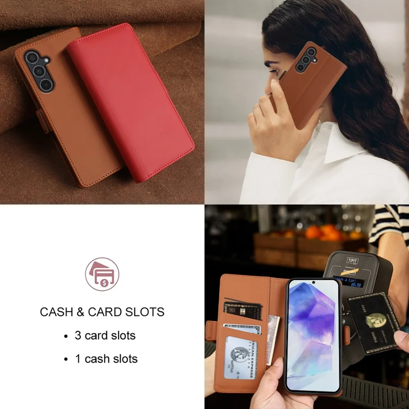 For Samsung Galaxy A55 5G Leather Case Wallet Stand TPU + PU Skin-touch Cover - Blue