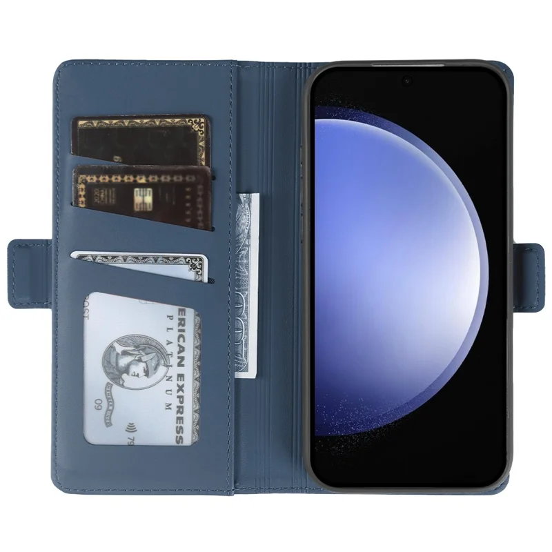 For Samsung Galaxy S23 FE Leather Case Wallet Stand TPU + PU Skin-touch Cover - Blue