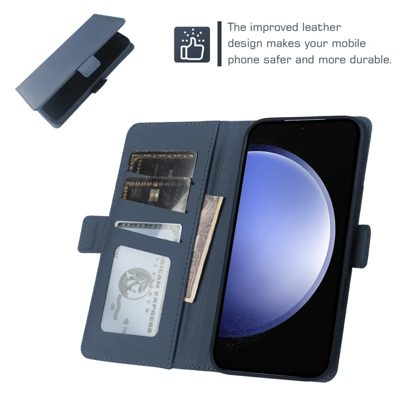 For Samsung Galaxy S23 FE Leather Case Wallet Stand TPU + PU Skin-touch Cover - Blue