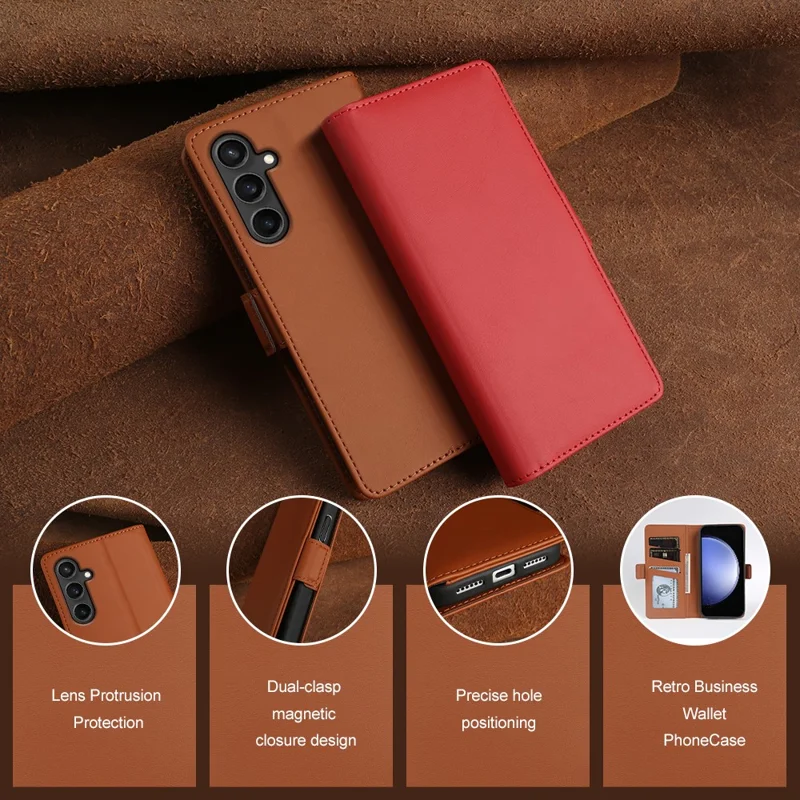 For Samsung Galaxy S23 FE Leather Case Wallet Stand TPU + PU Skin-touch Cover - Blue