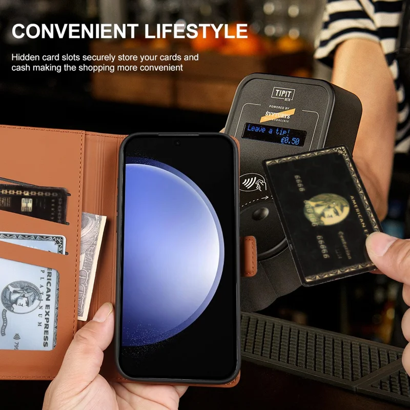 For Samsung Galaxy S23 FE Leather Case Wallet Stand TPU + PU Skin-touch Cover - Blue