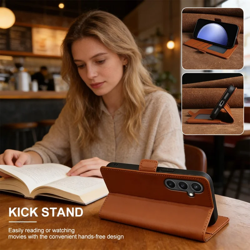 For Samsung Galaxy S23 FE Leather Case Wallet Stand TPU + PU Skin-touch Cover - Blue