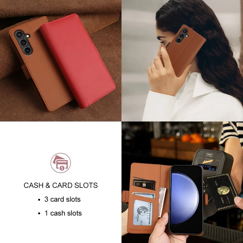 For Samsung Galaxy S23 FE Leather Case Wallet Stand TPU + PU Skin-touch Cover - Blue